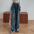 Load image into Gallery viewer, [Minatojichojinkan Series] ★Denim pants★ 2color High waist Easy to match SML Blue Black Black Blue Retro
