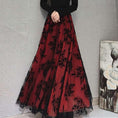 Load image into Gallery viewer, [HUANXIAOMO series] ★Floral pattern skirt★ 3 colors, 3 lengths available, large size, red, black
