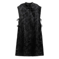 Load image into Gallery viewer, [YIDAO Series] ★China-style dress★ Chinese dress Black Black improved cheongsam dress Slit
