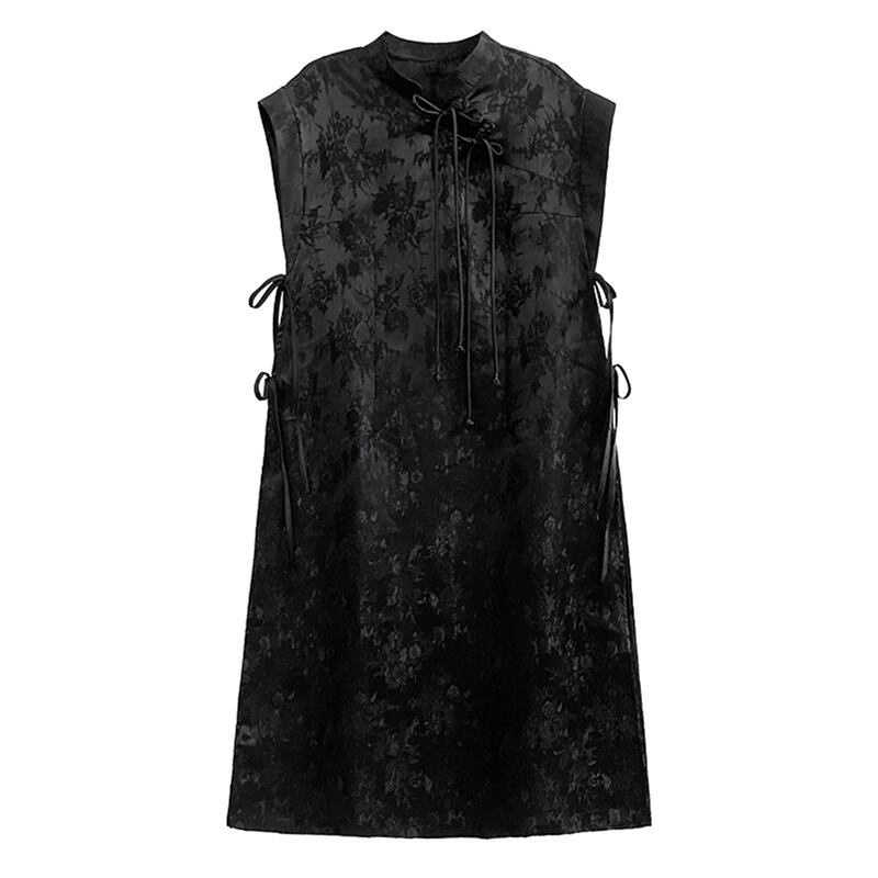 [YIDAO Series] ★China-style dress★ Chinese dress Black Black improved cheongsam dress Slit