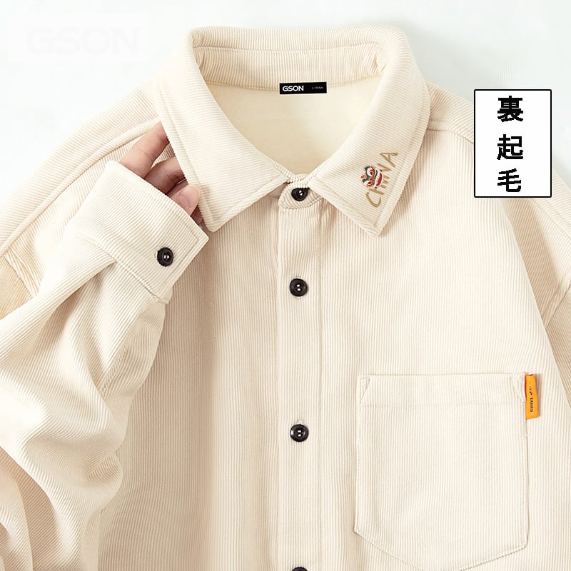 [XINGSHI Series]★China style shirt★ 4color brushed lining thick warm corduroy tops unisex men's large size