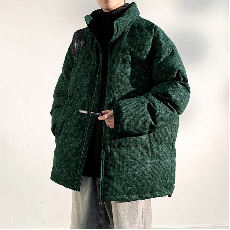 [DUFENG Series] ★Cotton coat★ 3color outer winter coat unisex men's large size green black blue