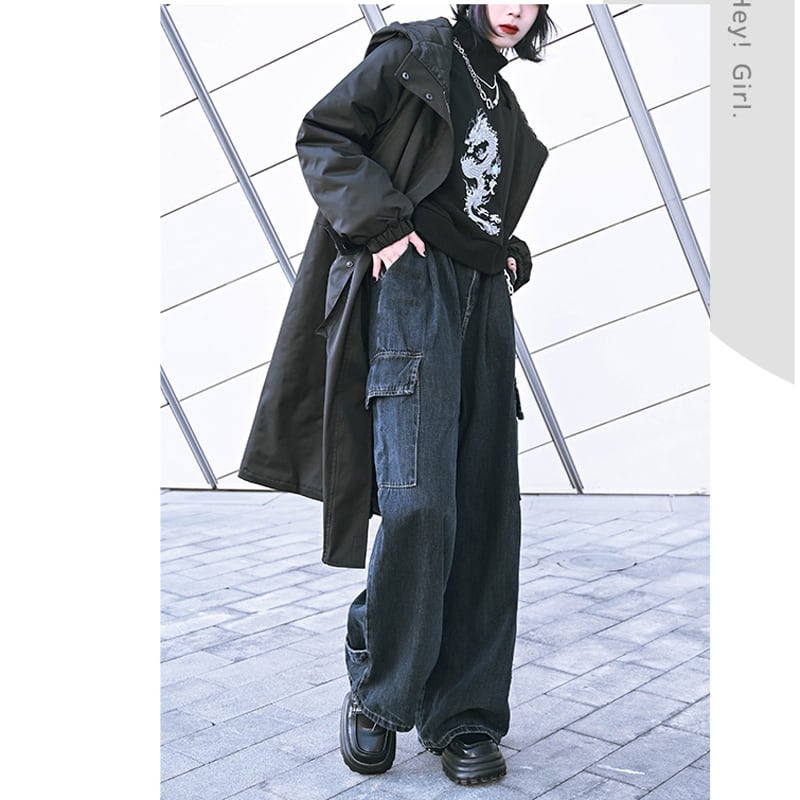 [Old Monster---Fugitive Coastline Series] ★Denim pants★ Casual pants Gaucho pants Harajuku style Street