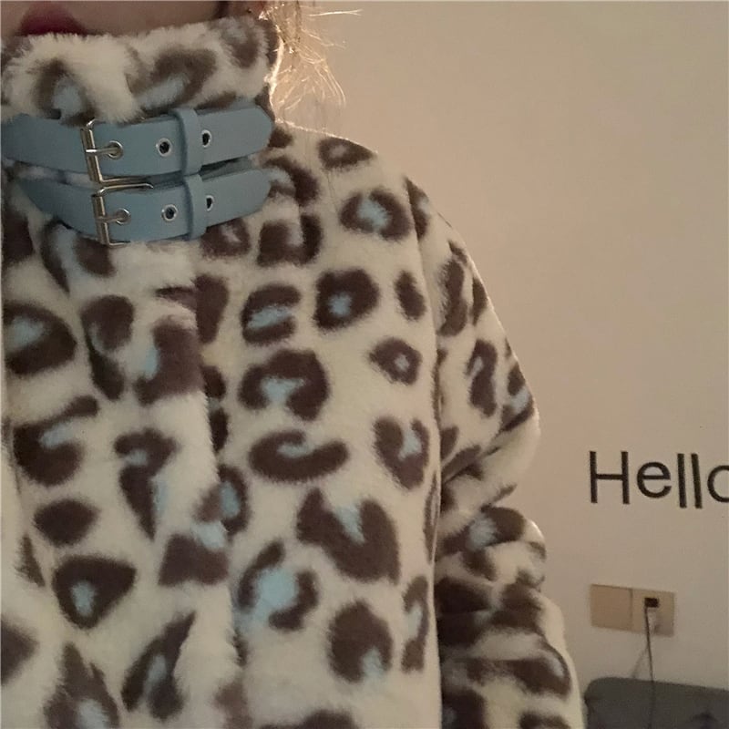 [Demon King Series] ★Outerwear★ Coat Leopard Print Autumn/Winter Clothes Thick Fashion INS Stand Neck Easy to Match