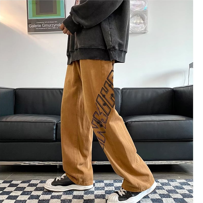 [XUSHANG Series] ★Casual Pants★ 2color Bottoms Pants Unisex Men's Alphabet Blue Coffee Color