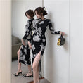 Load image into Gallery viewer, [NANA Series] ★China-style dress★ Improved cheongsam dress, sexy floral pattern, slit, long sleeves
