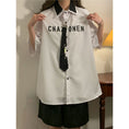 Load image into Gallery viewer, [Fujiiman Series]★Shirt with tie★ Shirt 2color Short sleeve shirt Unisex Men's Alphabet
