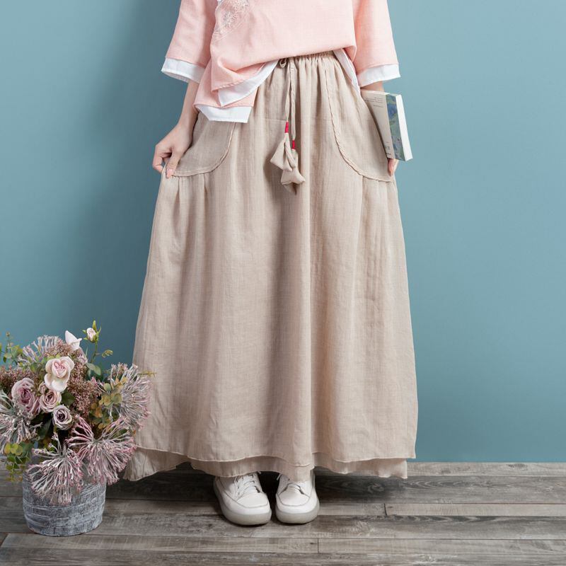 [Qing Series]★China style skirt★ 4color Bottoms Long length skirt Blue green Blue gray White Brown