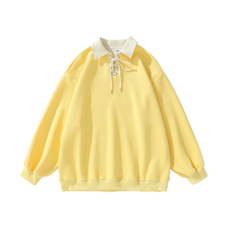 [MANYSTON Series] ★Tops★ 3color POLO neck unisex men's beige yellow coffee color