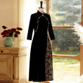 Load image into Gallery viewer, [ZHEZI Series]★China Dress★ 2color Velvet Dress Large Size Long Length Black Red
