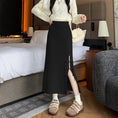 Load image into Gallery viewer, [CHAOSHAN series] ★Knit skirt★ 3color bottoms slit slimming easy to match black beige brown
