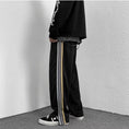 Load image into Gallery viewer, [Leonbinno Series] ★Pants★ Newly added brushed lining type Casual pants Slit Vertical stripes Striped pattern Black Black ML XL 2XL
