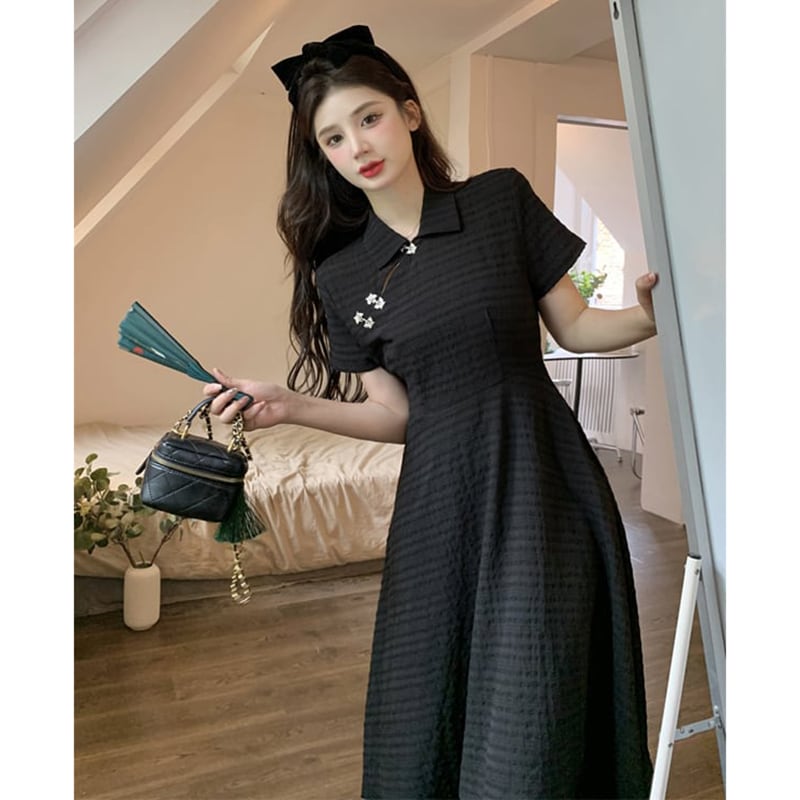 [TAOSHANG series] ★China style dress★ Large size black black date commuting slimming everyday wear