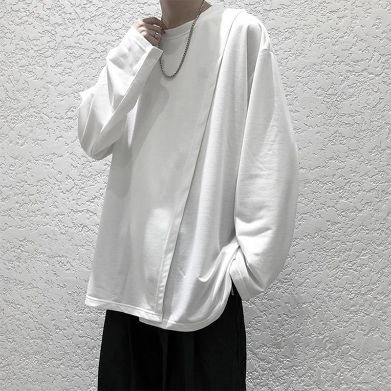 [Emeisa Series] ★Tops★ 3color T-shirt Slit Unisex Men's Design Gray Black White