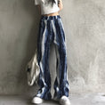 Load image into Gallery viewer, [Miyakoya Series]★Casual Pants★ 2color Blue or Black Pants Bottoms Vertical Stripes Gaucho Pants Gaucho
