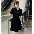 Load image into Gallery viewer, [YIHAO Series] ★Dress ★ 2color Short Sleeve Dress Short Length Dress Women's Gray Black
