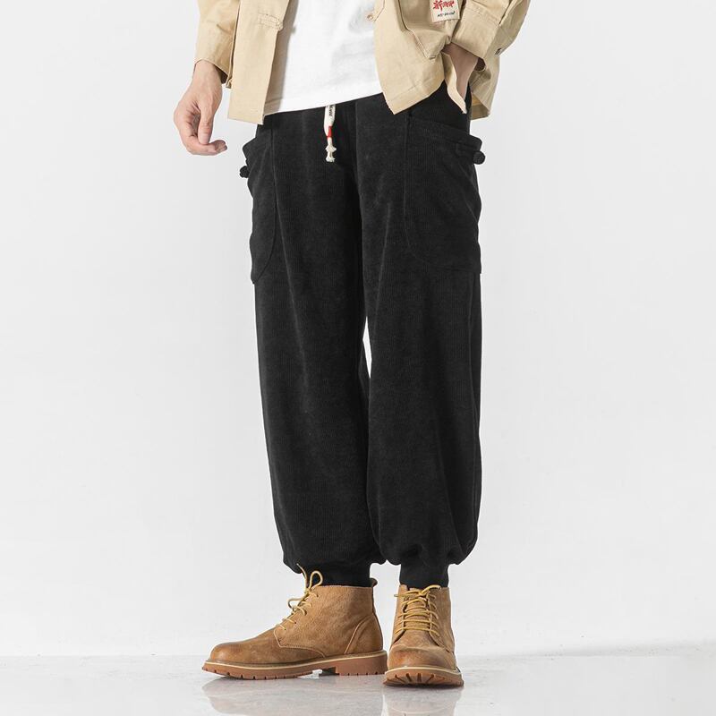 [輕甜 Series]★China style trousers★Casual pants 3color Unisex Men's Large size Blue Black Brown