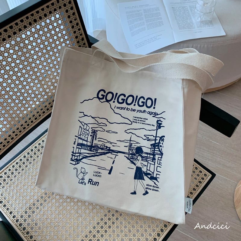 [Andcici Series]★Bag★ 2color tote bag, canvas bag, large capacity, date, commuting to work, school, cute, ladies, easy to match