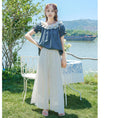 Load image into Gallery viewer, [Shirasu Series] ★Tops★ T-shirt, short sleeve, denim, cute, ladies, date, improves temperament, easy to match, summer clothes, blue, blue
