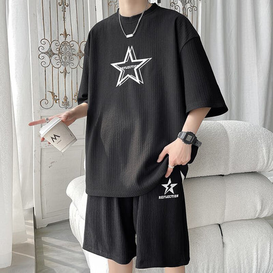 [BIGEMAN Series]★Setup★ T-shirt + shorts 3 colors Unisex Men's Large size Cool Green Black White