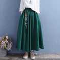 Load image into Gallery viewer, [Qing series]★China style skirt★ 3color Green or red or black Bottoms Embroidered Cotton Linen Casual Green Black Red
