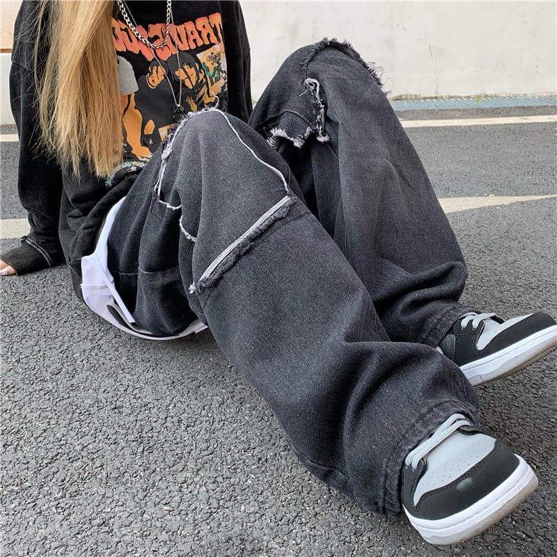 [MGJM Series]★Denim Pants★ Pants Bottoms Slimming Unisex Men's Fashion Black Black