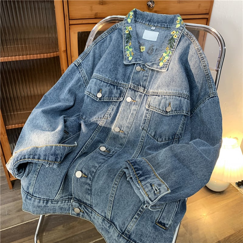 [CHAOMEICHEN Series]★Jacket★ Embroidery 3color Outerwear Unisex Men's Denim Jacket Jeans