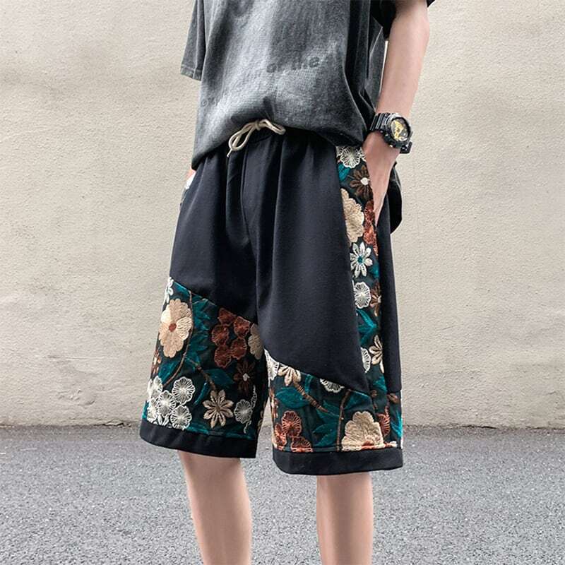 [V37 Series]★Shorts★ 2color Shorts Summer Clothes Embroidery Floral Pattern Unisex Large Size Casual