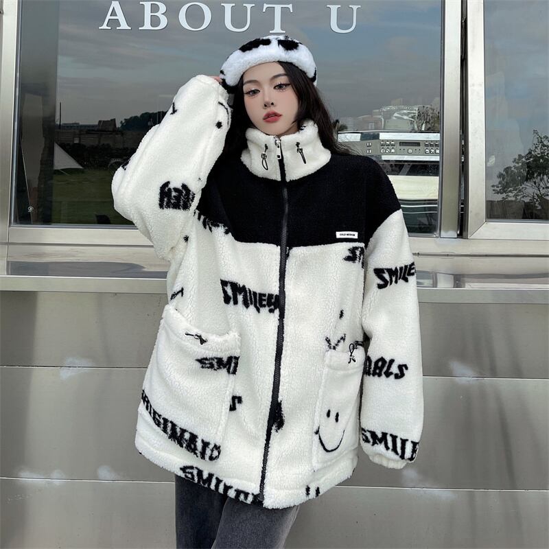 [Style Series] ★Outer★ 2color Jacket Unisex Men's Black White Black White Thick Warm