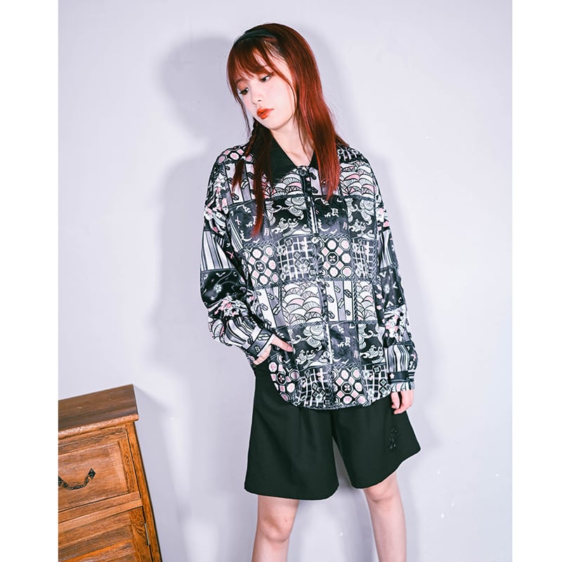 [Kokaisha --- Marquetry Series] ★Shorts★ Shorts Bottoms Embroidery Black Black Slimming Easy to match