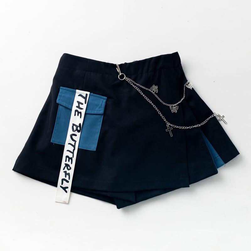 [Momoko Sakura Series] ★Culotte skirt★ Cute color scheme Original blue black Easy to match shorts bottoms