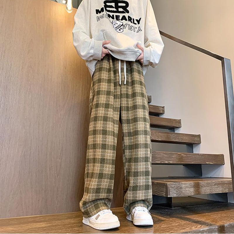 [CEXU Series]★Casual Pants★ Size M~9L 4color Bottoms Pants Unisex Men's Plaid Pattern Large Size