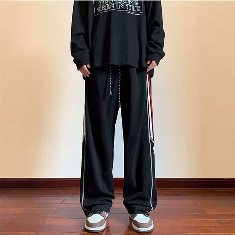 [NANSHI Series] ★Casual Pants★ 2color Pants Bottoms Unisex Men's Black Blue Vertical Stripes Striped Pattern