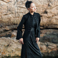 Load image into Gallery viewer, [Da Qinglong Shu Series] ★Cheongsam dress★ Chinese style dress, leopard, long length, slimming, Chinese clothes, original slit, black, black
