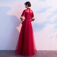 Load image into Gallery viewer, [Tang Suit Hanfu Xiuhe Clothes] Chinese Clothing, Dress, Wedding, Performance, Photography Clothes, Embroidered, Stage, Event, Chinese Clothes, Wine Red, Stand Neck, 3/4 Sleeves, Long Length, Maxi Length, Large Size SS SML LL 3L
