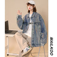 Load image into Gallery viewer, [Fujiiman Series] ★Jacket★ 3color Outer Denim Unisex Loose Light Blue Black Dark Blue
