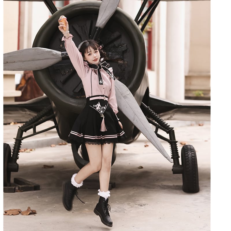 [Kanru First Series] ★Chinese style setup Single item order★ Shirt or Skirt Lolita Cute Pink Black