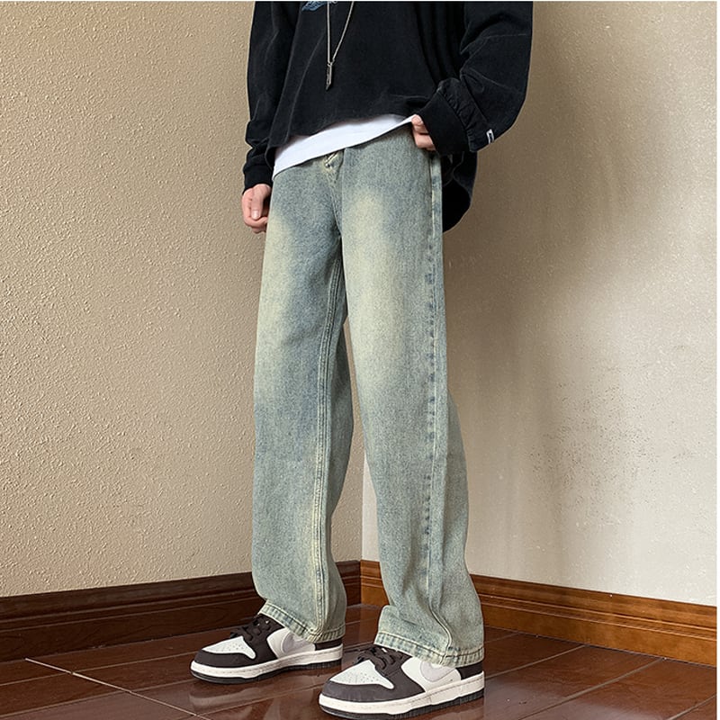 [V37 Series]★Denim Pants★ 2color Bottoms Unisex Men's Trousers Spring/Summer Easy to Match Fashion