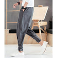 Load image into Gallery viewer, [Mowensai Series]★China style pants★Men's 3color casual pants Cotton Chinese button Large size Black Navy Gray
