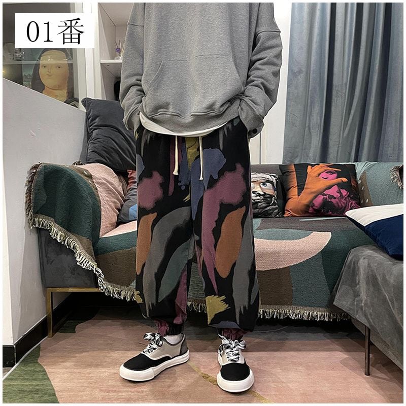 [GANGSHAO Series]★Pants★ 2color Casual Pants Graffiti Large Size Unisex Men's Fashion