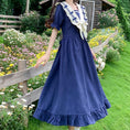 Load image into Gallery viewer, [Dong Xiaojie Series] ★Sailor color dress★ Cute large size Blue Blue Blue Date, school, commuting
