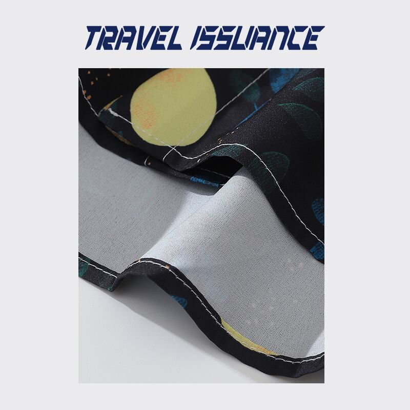 [TRAVEL ISSUANCE Series] ★Long Sleeve Shirt★ Floral Shirt Tops Print Black Blue Yellow Leaves ML XL 2XL Unisex Men's