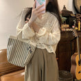 Load image into Gallery viewer, [Saikusou Series] ★Sweater★ 3color Knit Tops Openwork Mini Length Loose V Neck Beige Simple
