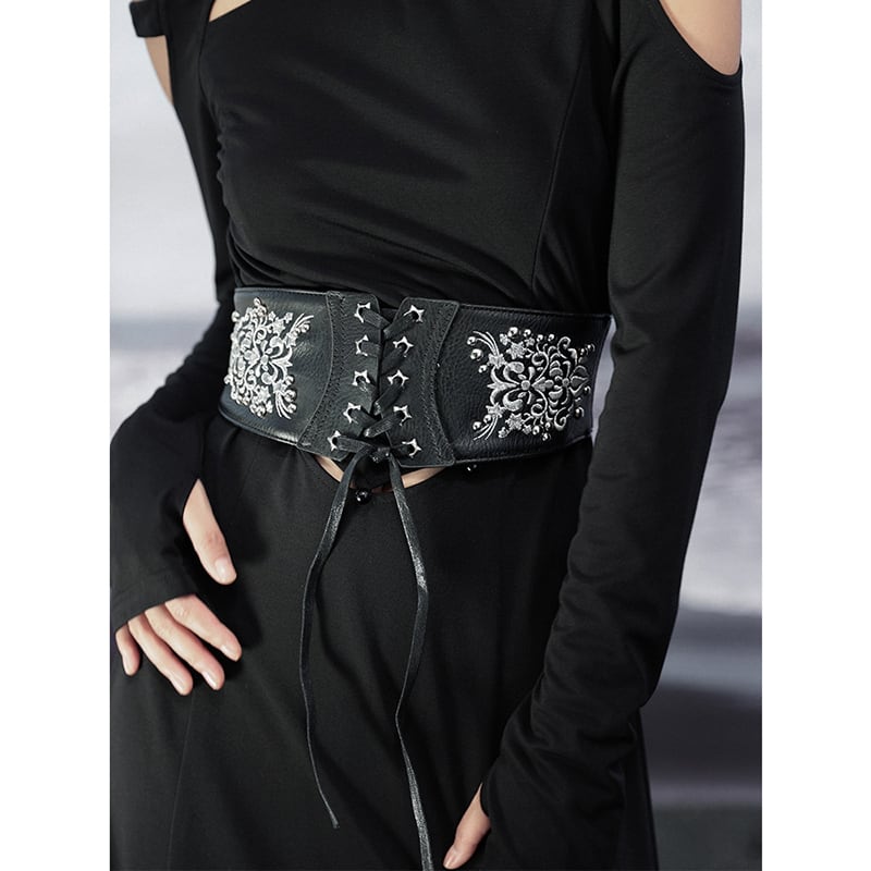 [Big Blue Dragon Series] ★China style belt★ Embroidery Accessory Decoration Unisex Women's Men's Original Black Black PU