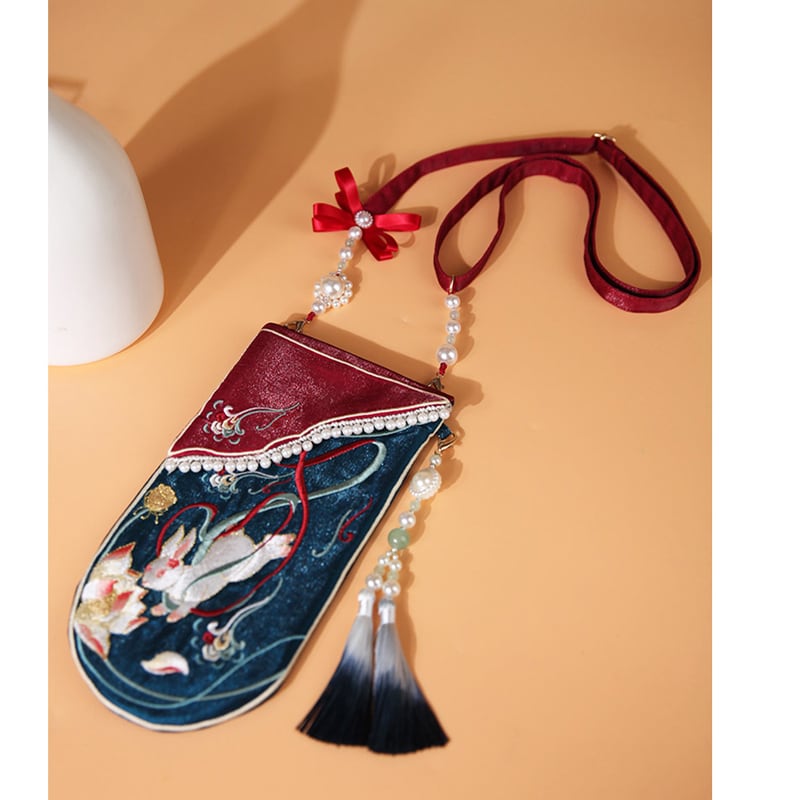 [Saiun Inki Series] ★China style bag★ Shoulder bag with decorations cute embroidery rabbit rabbit