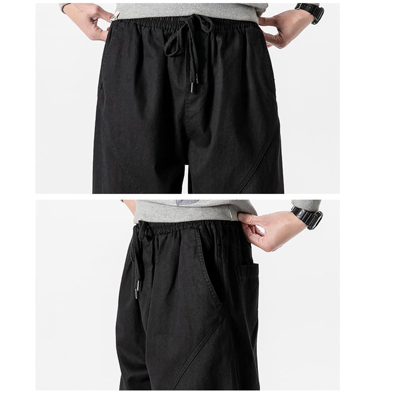 [BIGEMAN Series] ★Casual Pants★ 2color, 3/4 length bottoms, pants, unisex, men's, large size, black, green, easy to match