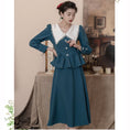 Load image into Gallery viewer, [Tatsuze Chenis Series]★Setup★ 2-piece set Tops + Skirt Blue Blue Slimming Date Commuting SML
