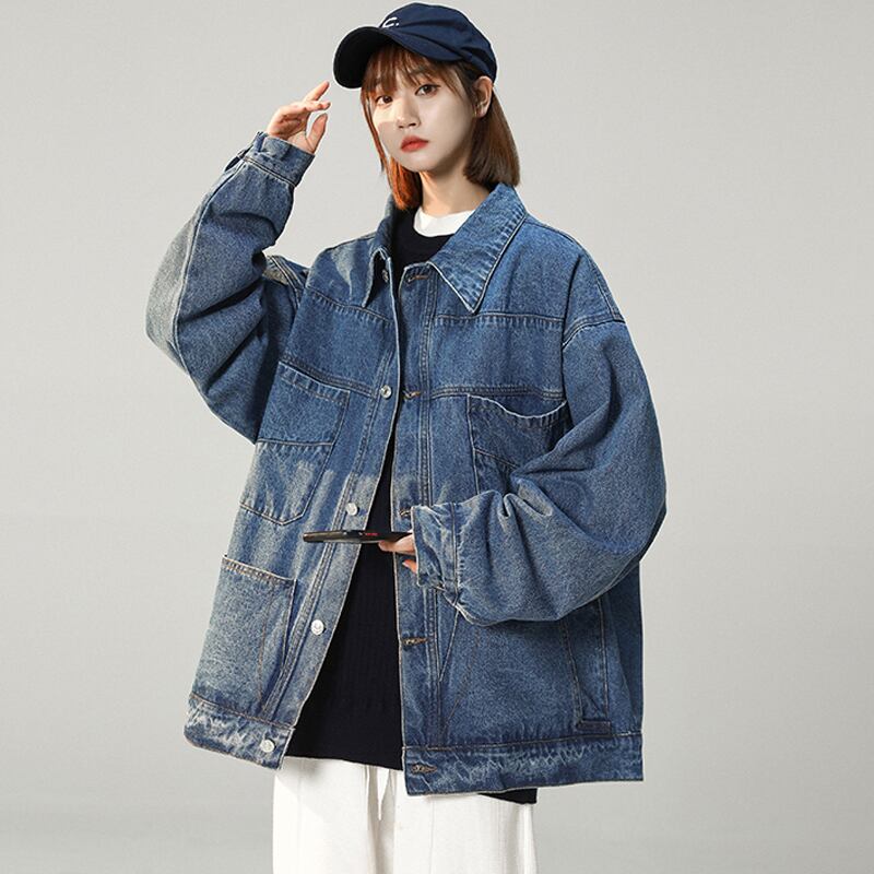 [CHAOMEICHEN Series] ★Jacket★ Outer Denim Jacket Unisex Men's Jeans Blue Blue