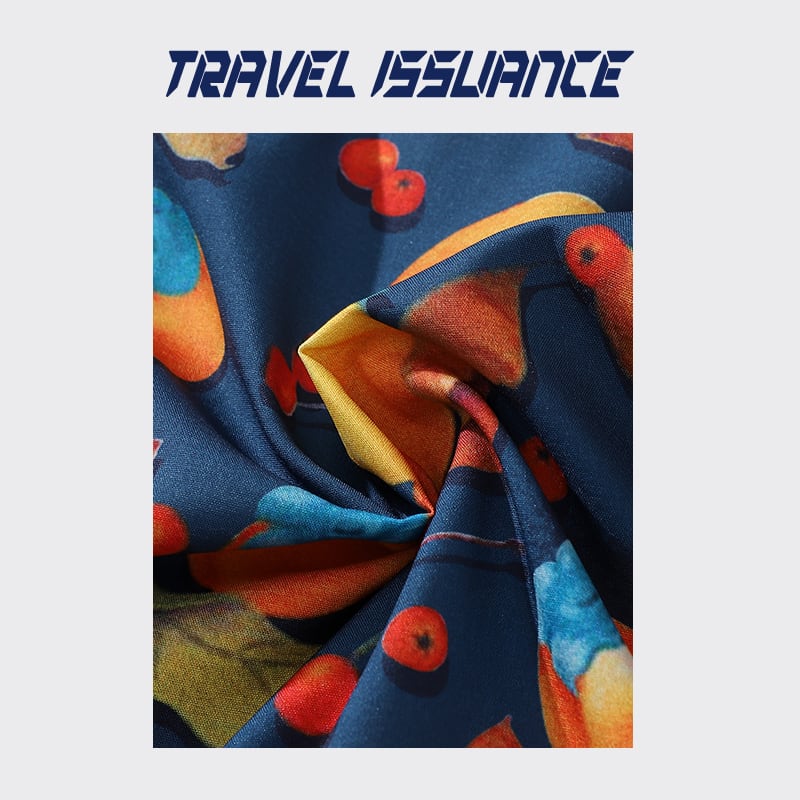 【TRAVEL ISSUANCEシリーズ】★花柄シャツ★ レトロ アロハシャツ 沖縄 ハワイ トップス 半袖シャツ 男女兼用 メンズ 夏