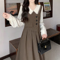 Load image into Gallery viewer, [Dong Xiaojie Series] ★Long Sleeve Dress★ Large Size Women's Dress Faux Layered Dark Brown
